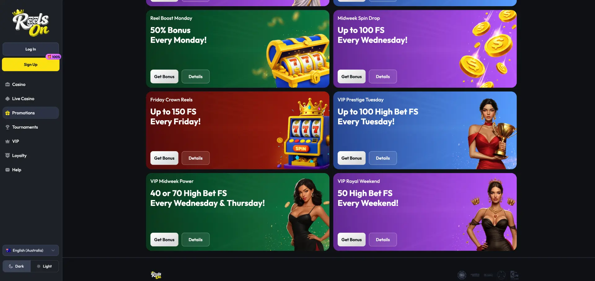 ReelsOn Casino bonus Australia welcome offer AUD 7500 and 250 free spins