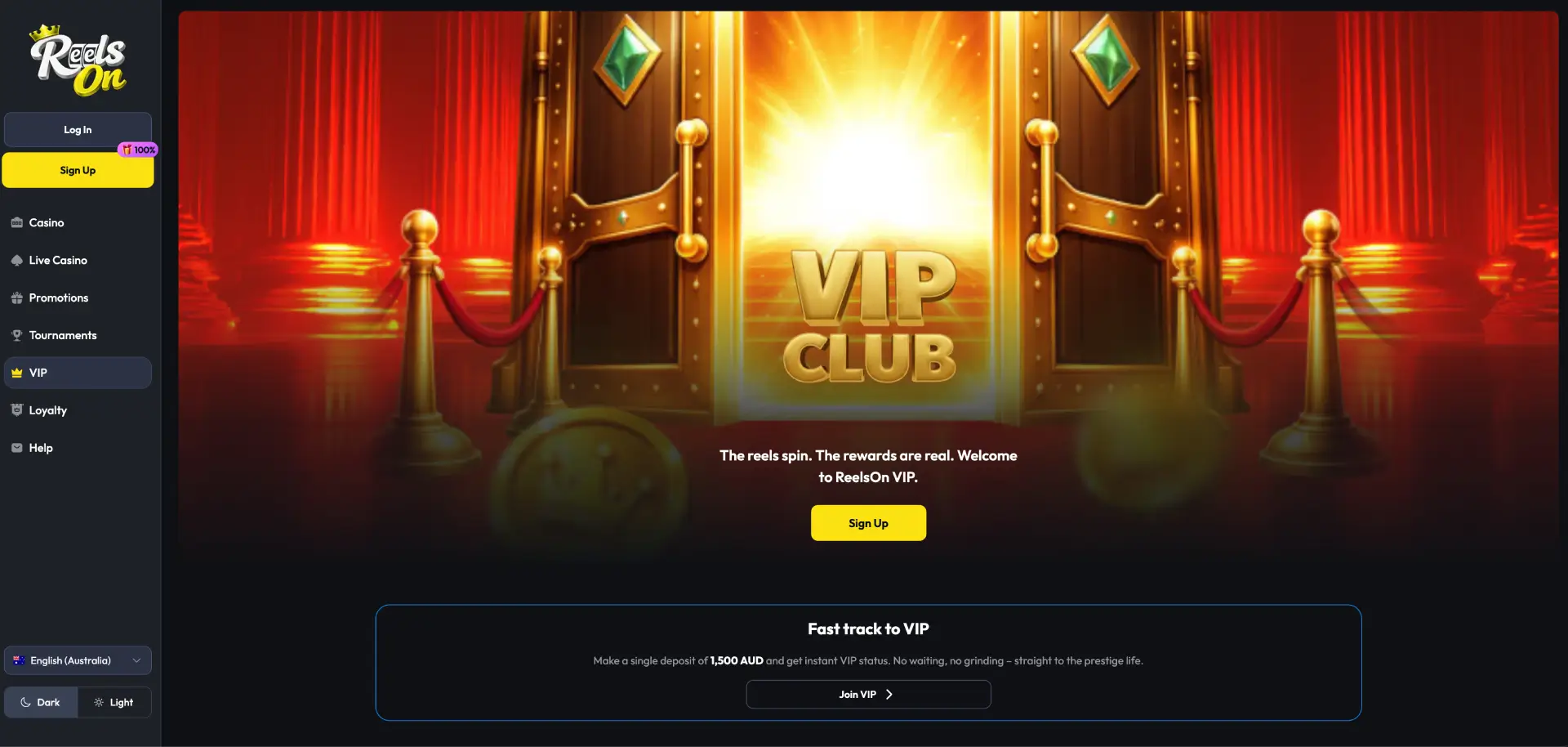 ReelsOn Casino mobile Australia browser app and VIP casino access